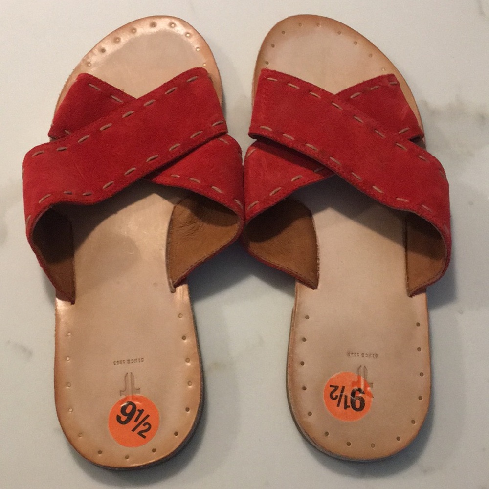Frye Red Suede Sandals